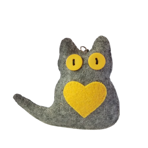 Chaveiro de Gato Preto com Coração