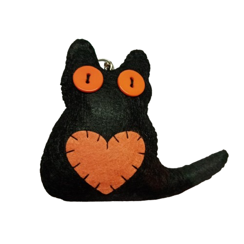 Chaveiro de Gato Preto com Coração