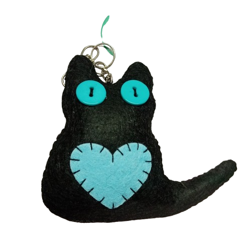 Chaveiro de Gato Preto com Coração