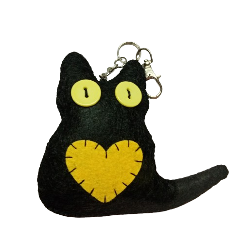 Chaveiro de Gato Preto com Coração