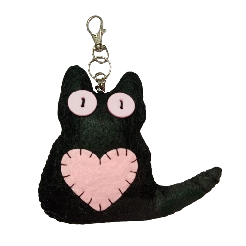Chaveiro de Gato Preto com Coração