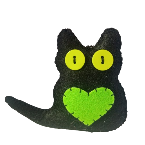 Chaveiro de Gato Preto com Coração